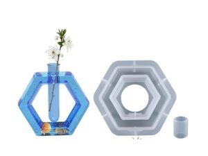 Resin Planter Propagation Vase Casting Mould with 4 Acrylic Test Tubes for Hydroponic/Flowers (Oval Shape)